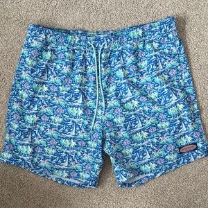 Vineyard Vines Chappy Blue and Green Patterned Swim Trunks